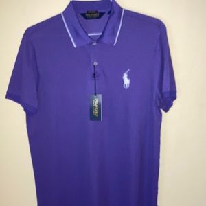 NWT Polo Golf by RL purple, s/s polo shirt with enlarged pony in white trim
